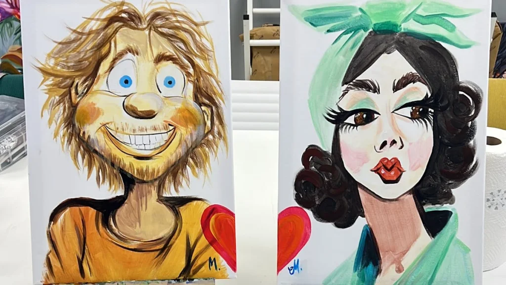 Couple's Night Caricatures Sip & Paint Party